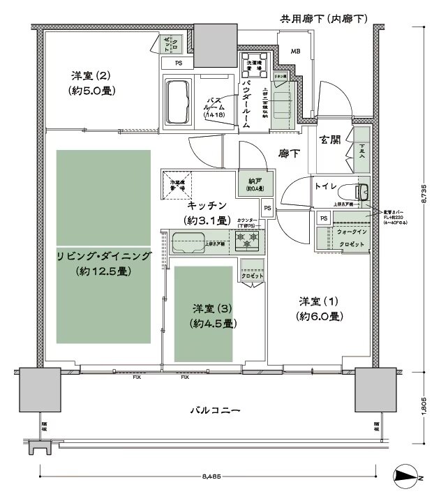 シティタワー古川橋 間取り L-3 type