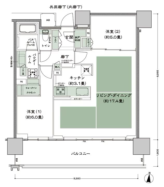 シティタワー古川橋 間取り I-2 type