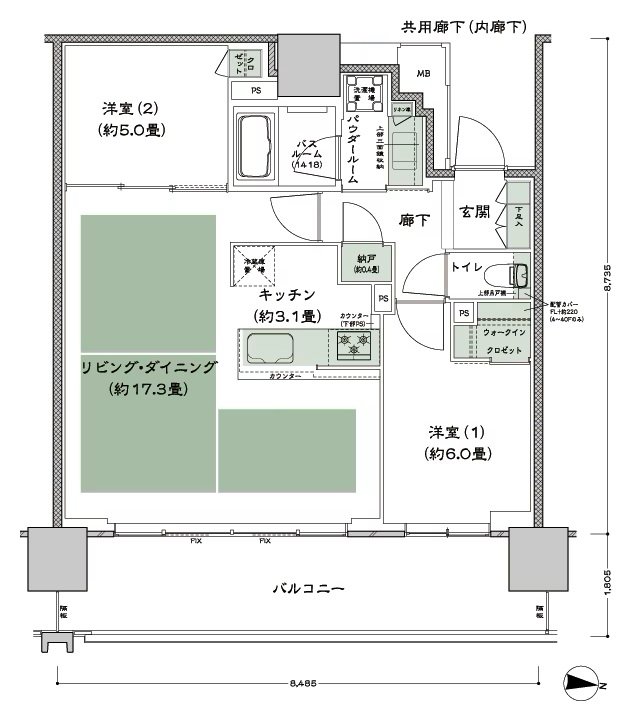 シティタワー古川橋 間取り L-2 type