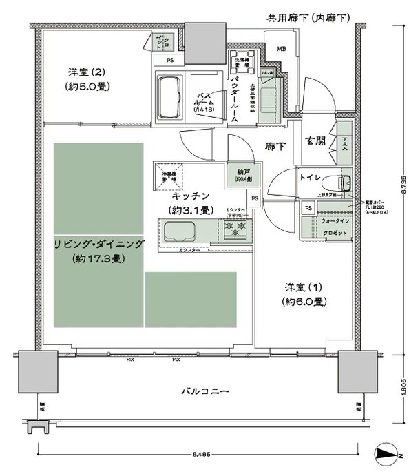 シティタワー古川橋 間取り L-2 type