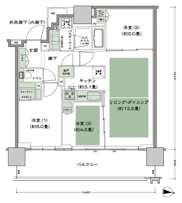 シティタワー古川橋 間取り K-3 type