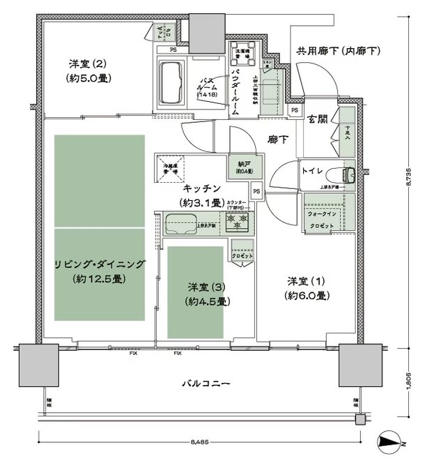 シティタワー古川橋 間取り M-3 type