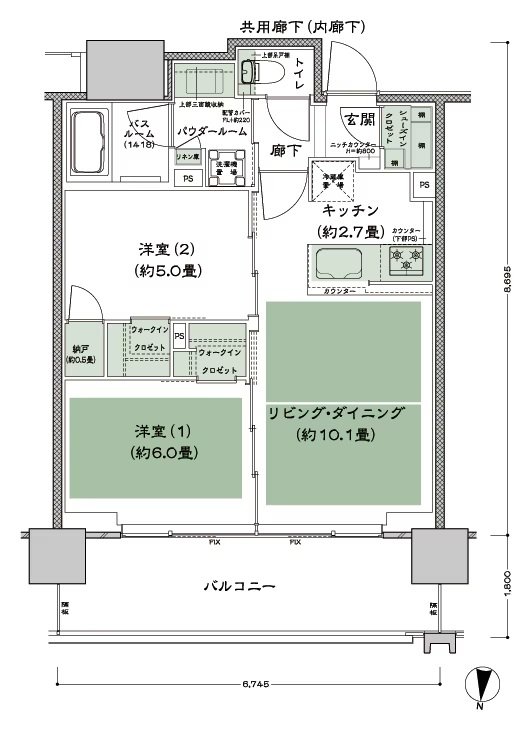 シティタワー古川橋 間取り P-2 type