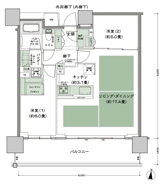 シティタワー古川橋 間取り G-2 type