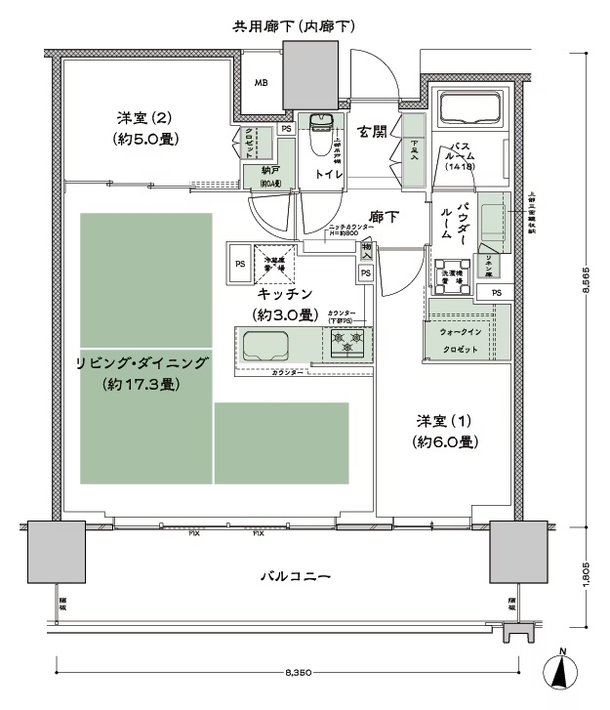 シティタワー古川橋 間取り H-2 type