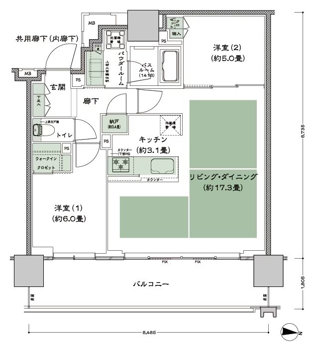 シティタワー古川橋 間取り K-2 type