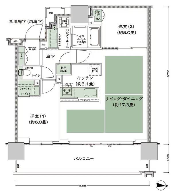 シティタワー古川橋 間取り K-2 type