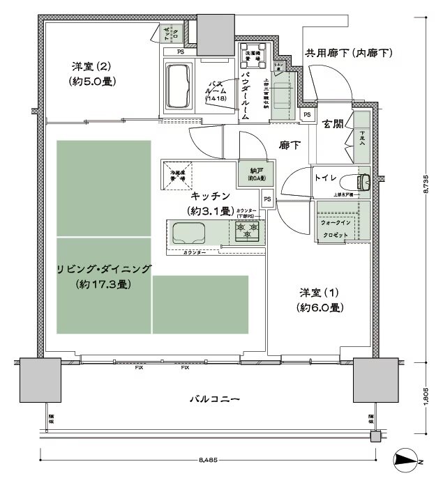 シティタワー古川橋 間取り M-2 type