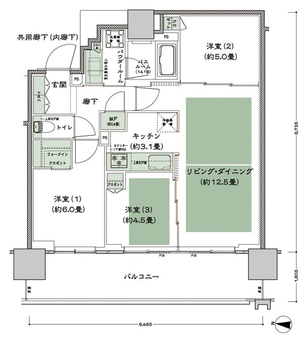 シティタワー古川橋 間取り B-3 type