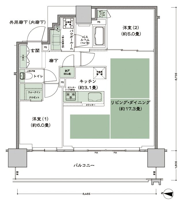 シティタワー古川橋 間取り B-2 type