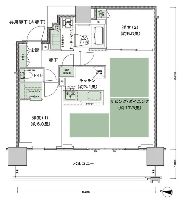 シティタワー古川橋 間取り B-2 type