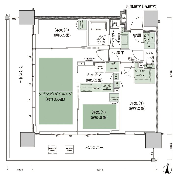 シティタワー古川橋 間取り F-3 type
