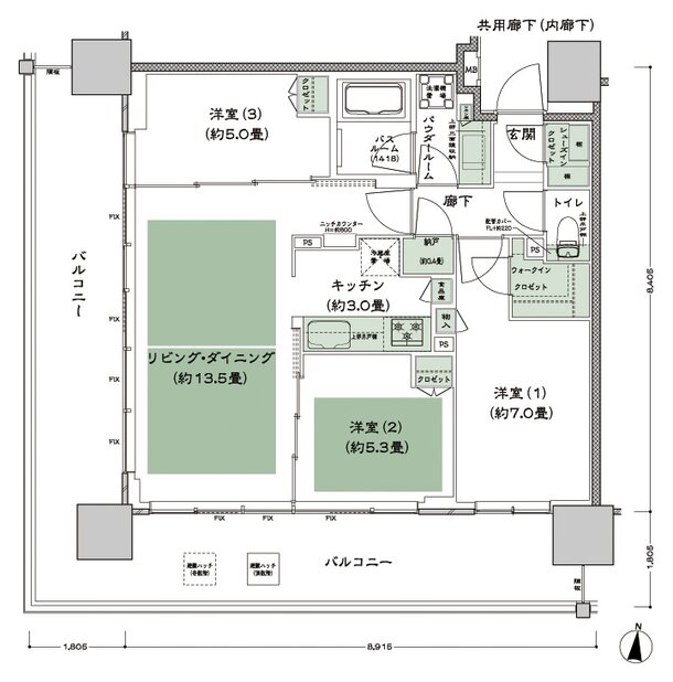 シティタワー古川橋 間取り F-3 type