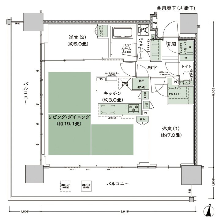 シティタワー古川橋 間取り F-2 type