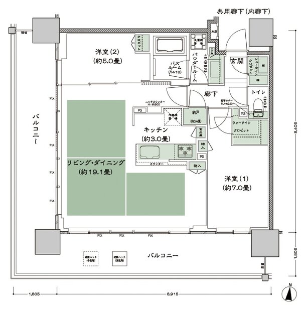 シティタワー古川橋 間取り F-2 type