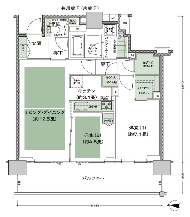 シティタワー古川橋 間取り E-2 type