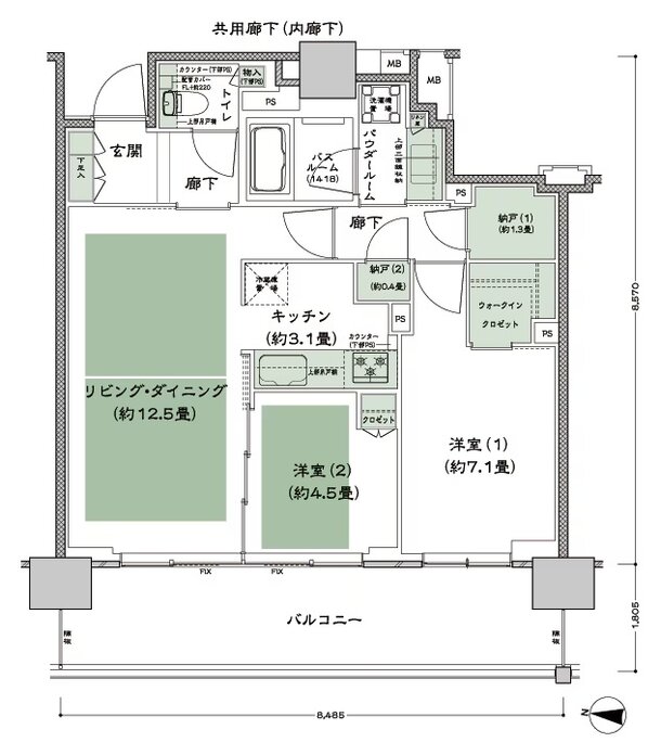 シティタワー古川橋 間取り E-2 type