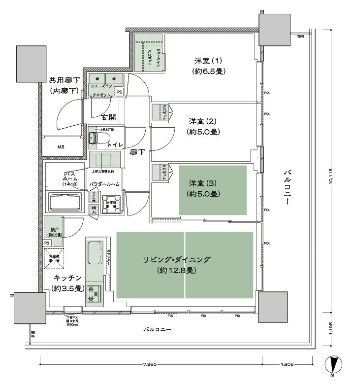 シティタワー古川橋 間取り A-3 type