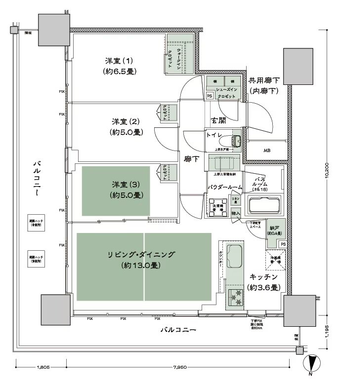シティタワー古川橋 間取り N-3 type