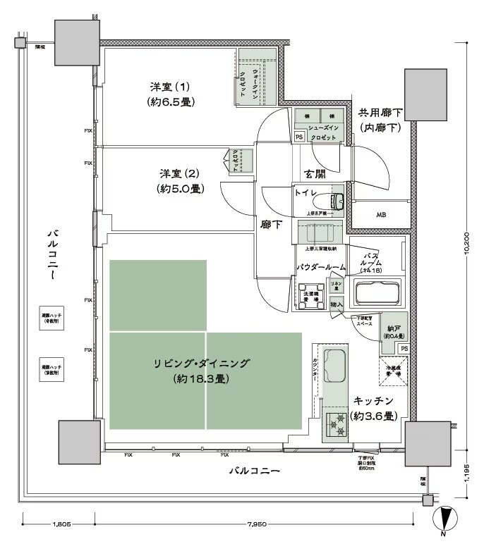 シティタワー古川橋 間取り N-2 type