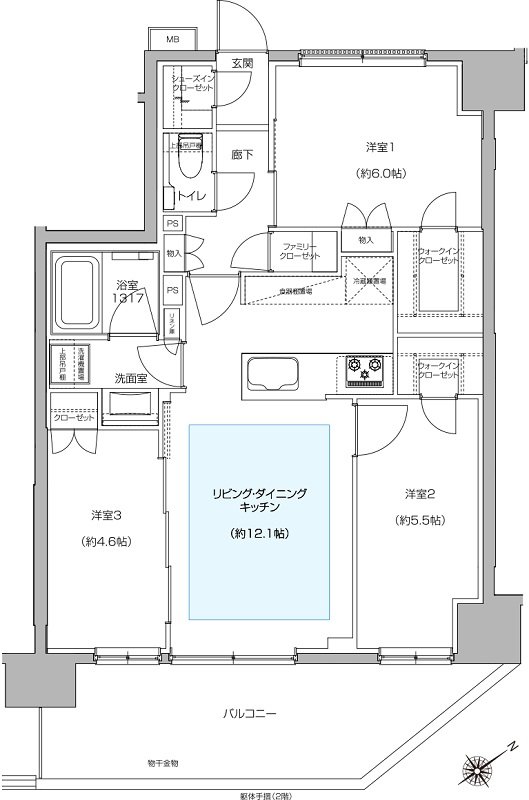 プレシス相模原レジデンス 間取り Hタイプ