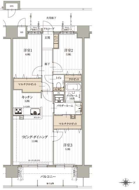 アルファステイツ仙台東照宮 間取り E type