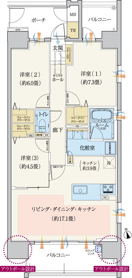 モアグレース一宮本町 間取り F type