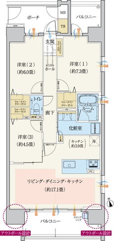モアグレース一宮本町 間取り F type
