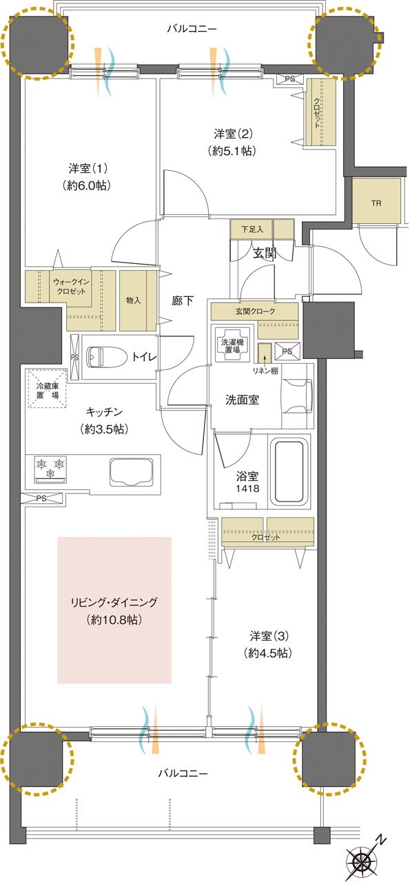 レーベン福住 LEGEND ARKS 間取り F1 TYPE