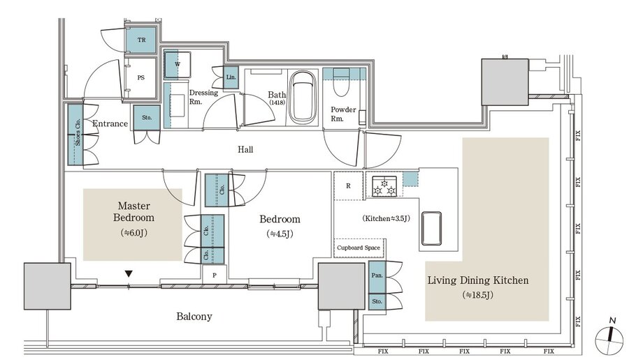 パークタワー大阪堂島浜 間取り S-69Aseタイプ