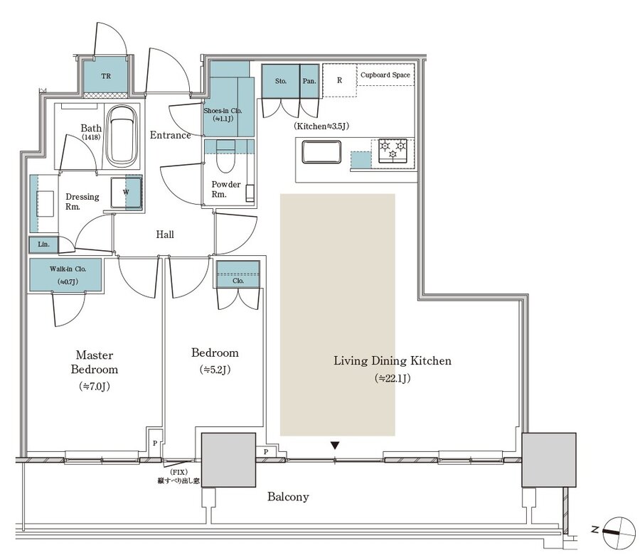 パークタワー大阪堂島浜 間取り S-75Awタイプ(MENU)