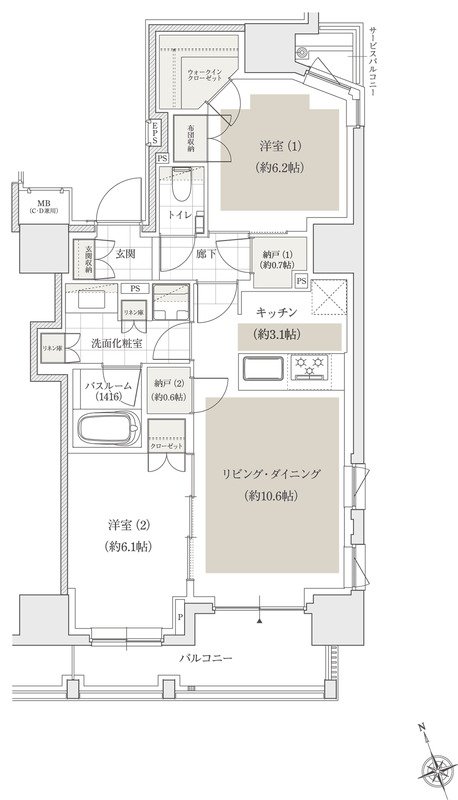 アトラス麻布十番 間取り D type