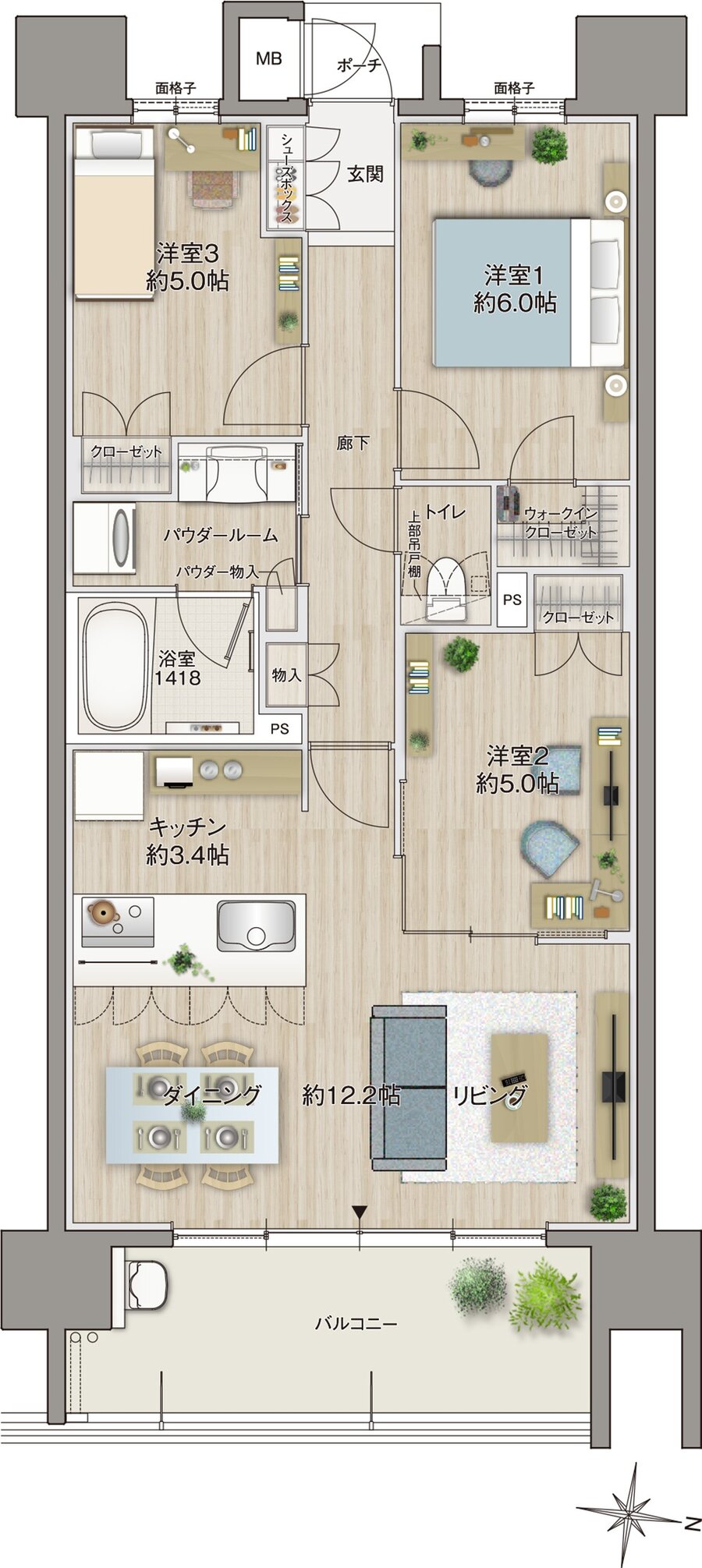 MJR浦上ザ・レジデンス 間取り Ｂ type