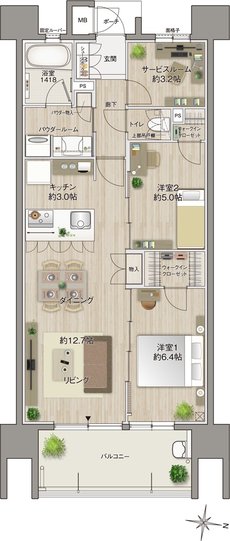 MJR浦上ザ・レジデンス 間取り H type