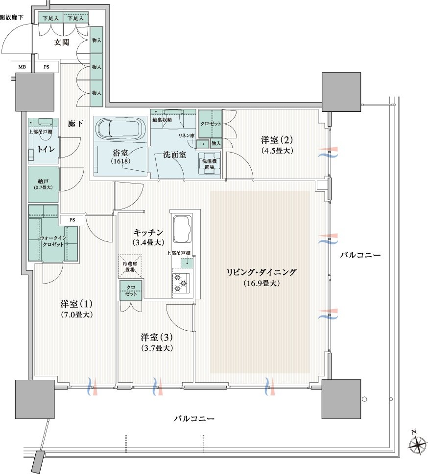 ブランズタワー橋本 間取り 80B type