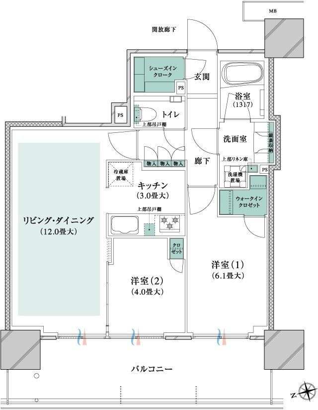 ブランズタワー橋本 間取り 55B type