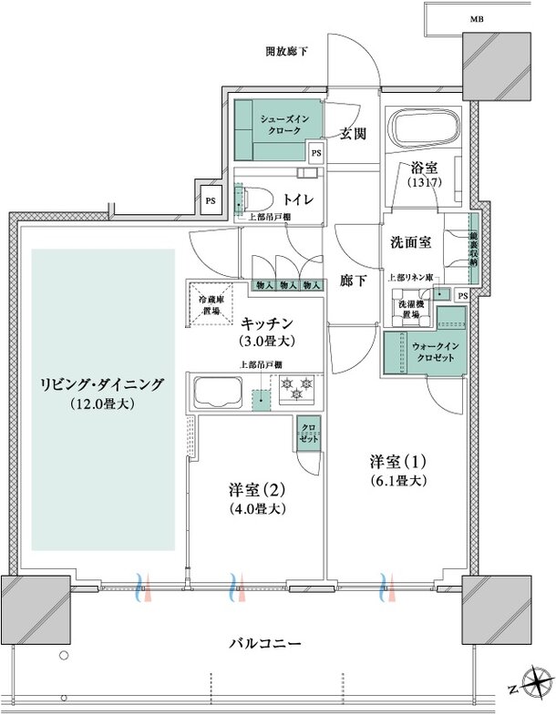 ブランズタワー橋本 間取り 55B type