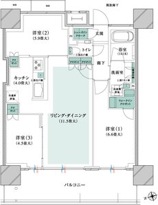 ブランズタワー橋本 間取り 65B type