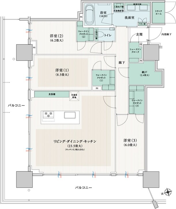 ブランズタワー橋本 間取り 105Bt type