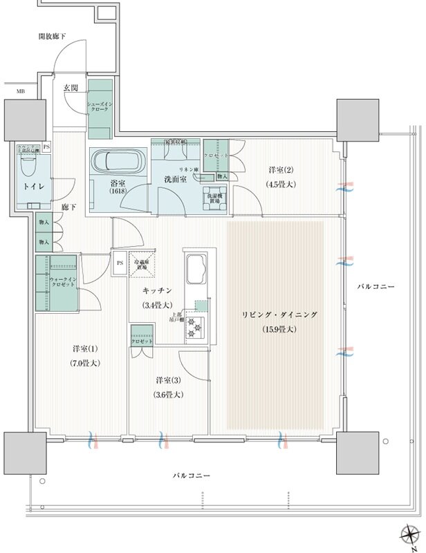 ブランズタワー橋本 間取り 75A type