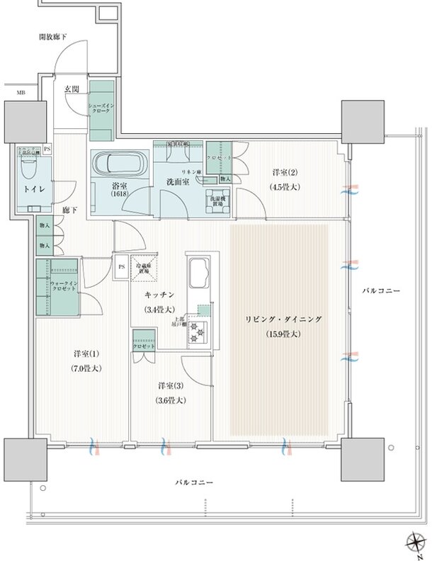 ブランズタワー橋本 間取り 75A type