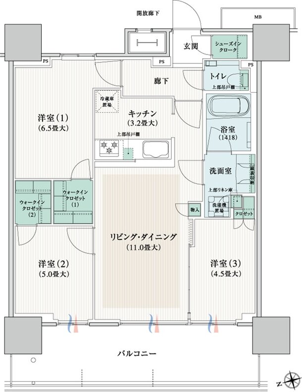 ブランズタワー橋本 間取り 65D type