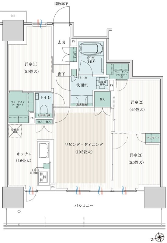 ブランズタワー橋本 間取り 65E type