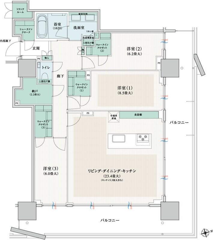 ブランズタワー橋本 間取り 105At type