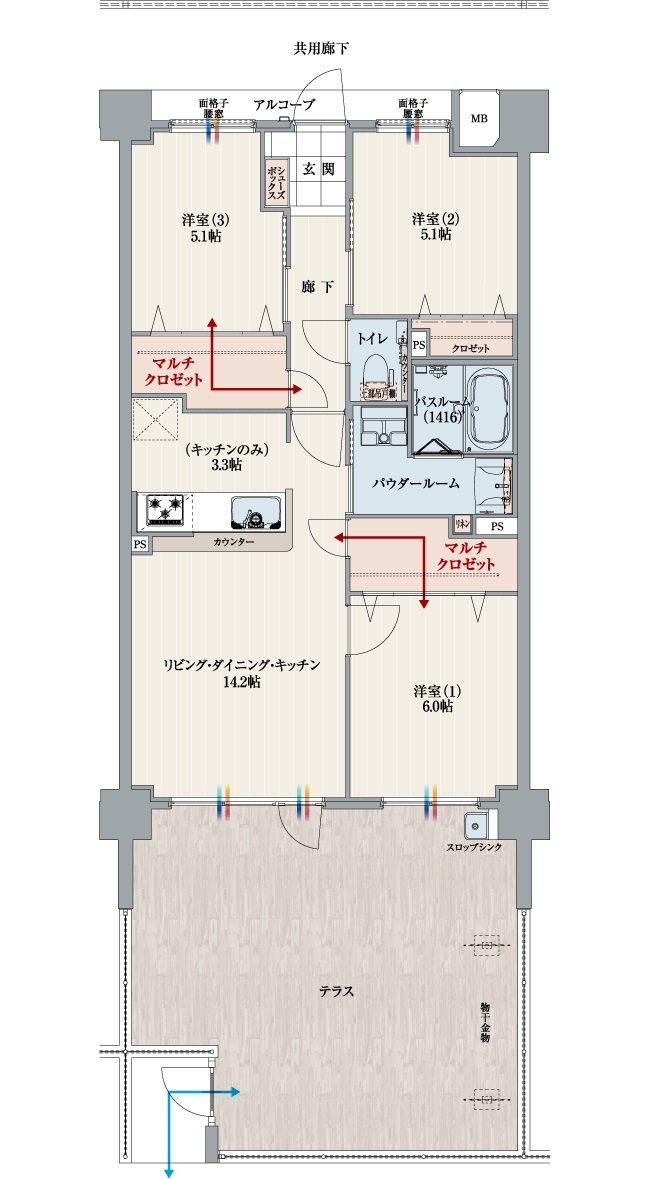 アルファスマート道後湯築 間取り Fg type