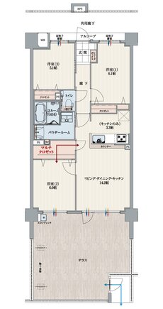 アルファスマート道後湯築 間取り Eg TYPE