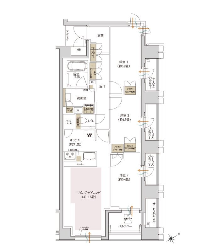 ローレルコート星ヶ丘レジデンス 間取り K TYPE