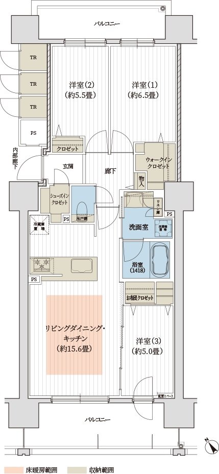 デュオヒルズ北見 間取り Dタイプ（第三期一次）