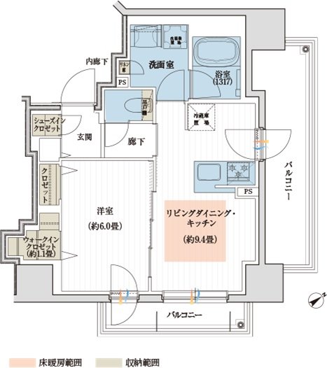 デュオヒルズ北見 間取り Hタイプ（第三期一次）