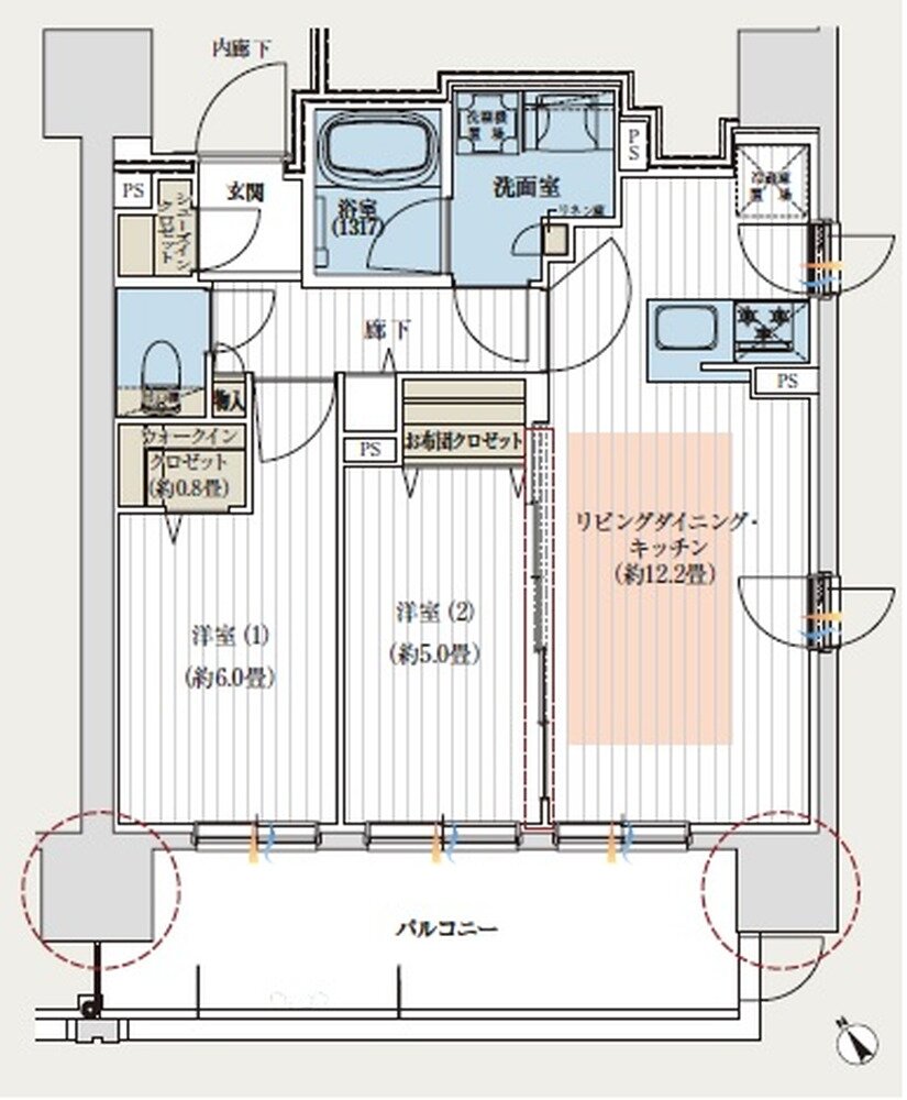 デュオヒルズ北見 間取り Gタイプ(先着順)